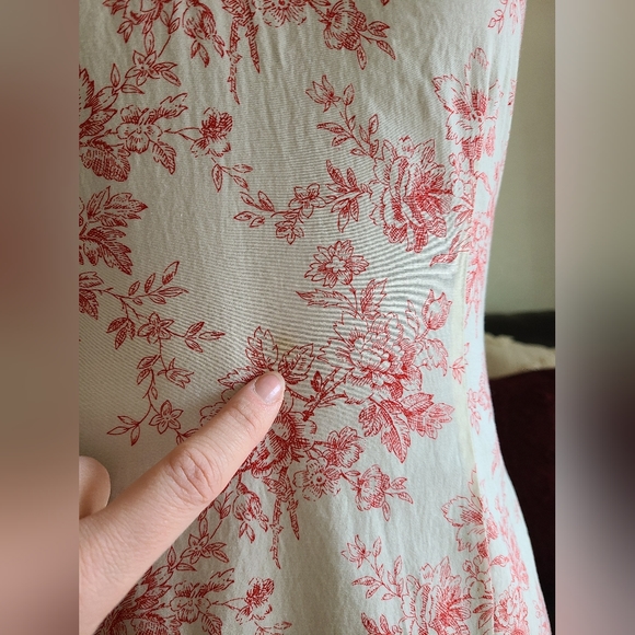 Peruvian Connection Floral Print Shabby Chic Red & Cream Midi Dress Size 2‎ - Picture 11 of 14